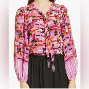 Kobi Halperin Caprice Tie-Neck Blouse size M